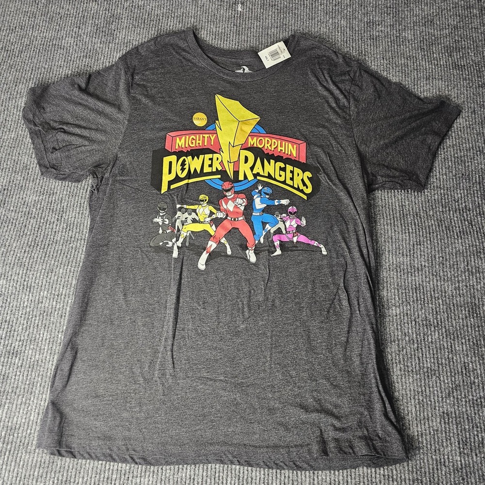 Mighty Morphin Power Rangers Shirt Mens 4XLT‎ Big Gray Superhero Tee TV Show